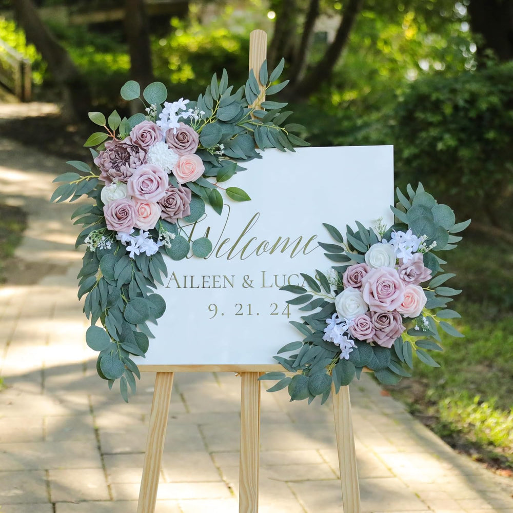 Artificial Dusty Rose Wedding Arch Flower Floral Swags Set of 2