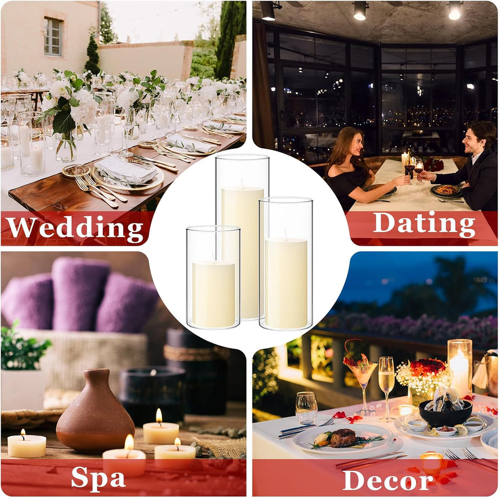 3 Pillar Candle and Holder, S, Ivory White