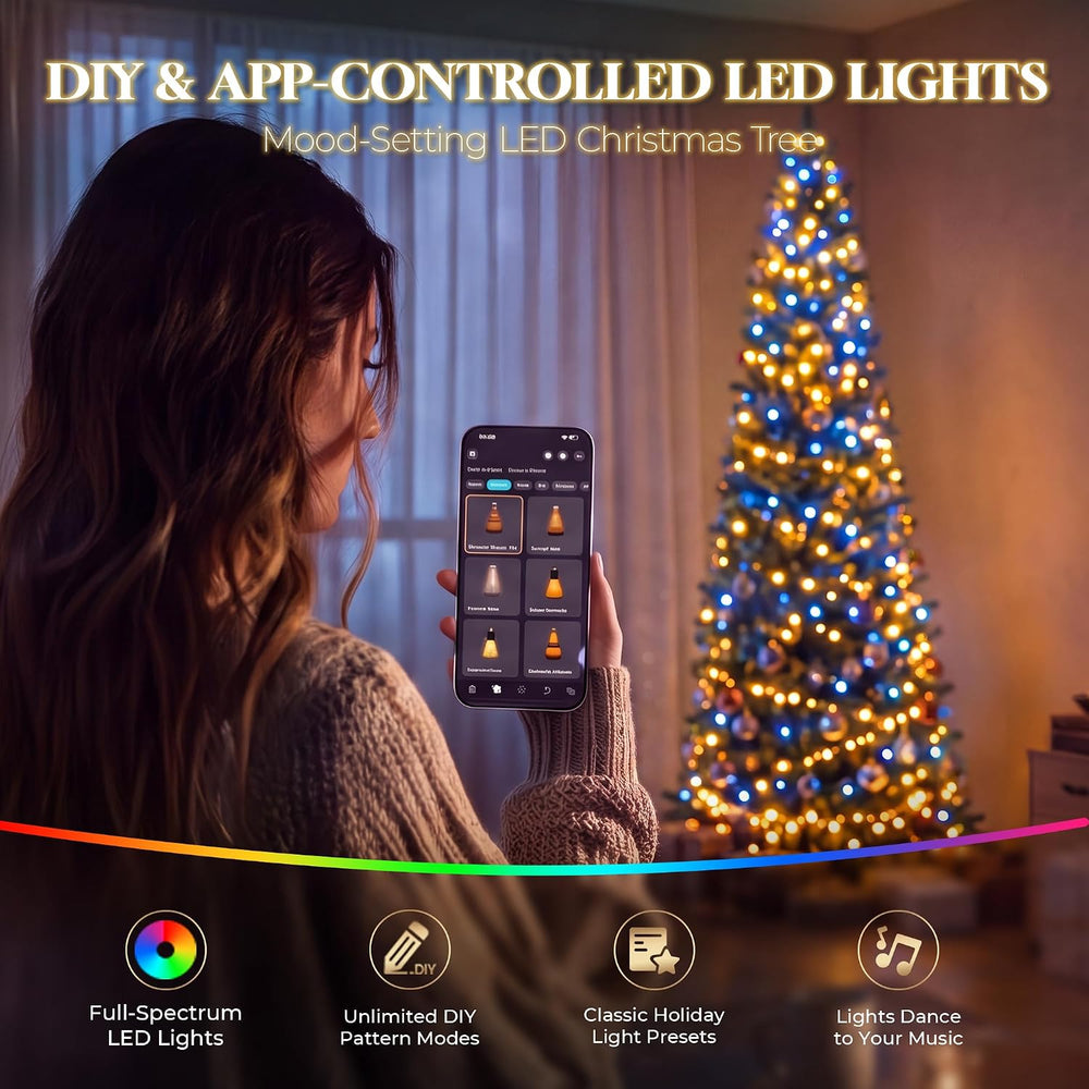 6 ft Prelit Pencil Christmas Tree, RGBW Lights, App Control