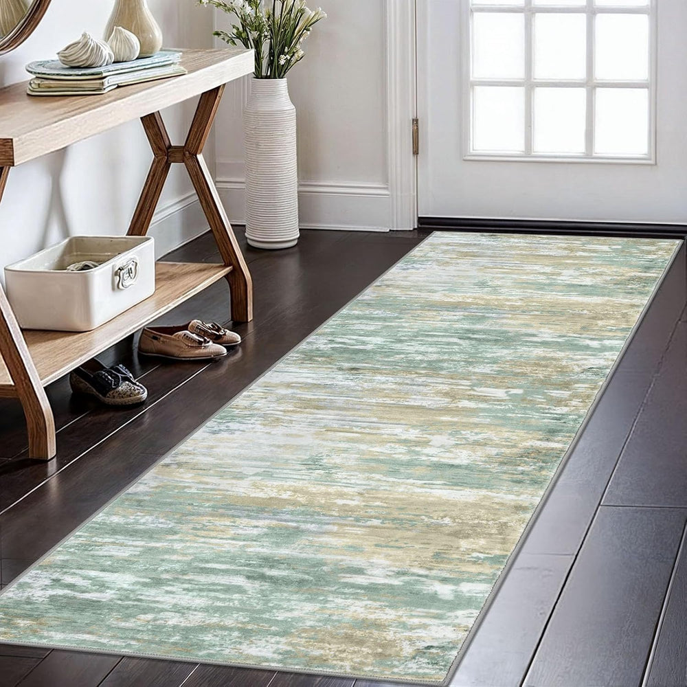 KOZYFLY Modern Runners for Hallways 2x6 Washable Rug Light Green Yellow