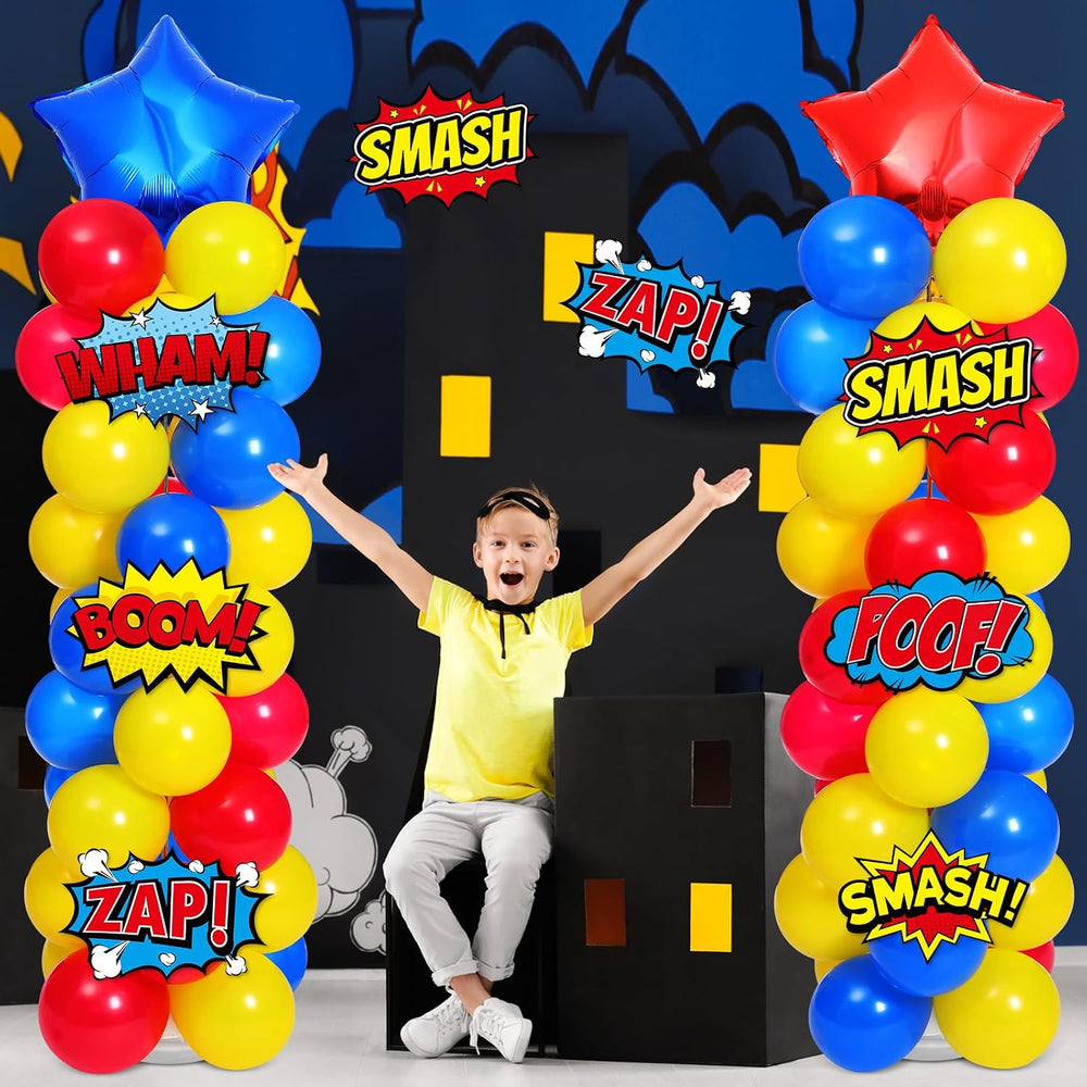 Realspring 2 Set Hero Themed Party Decoration Hero Balloon Column Stand Kit