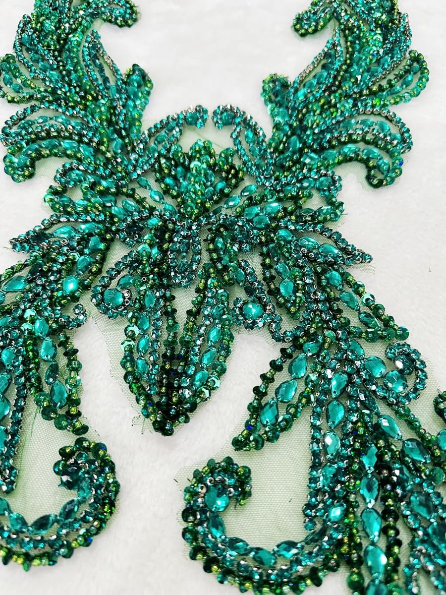 Pure Handmade Rhinestones lace Applique Accessories handsewing Beads Stones T...