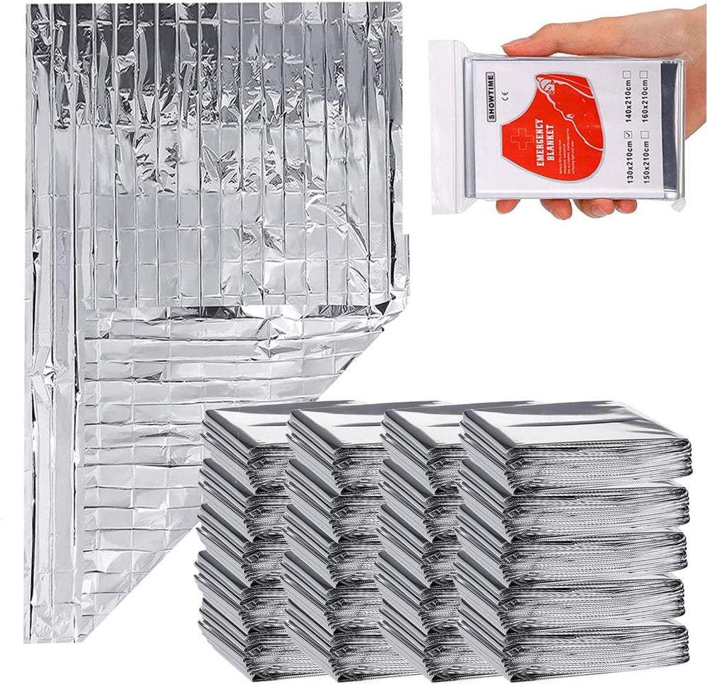 50 Pcs Emergency Mylar Thermal Blanket, Gigantic Space Blanket 82 * 52 in. fo...