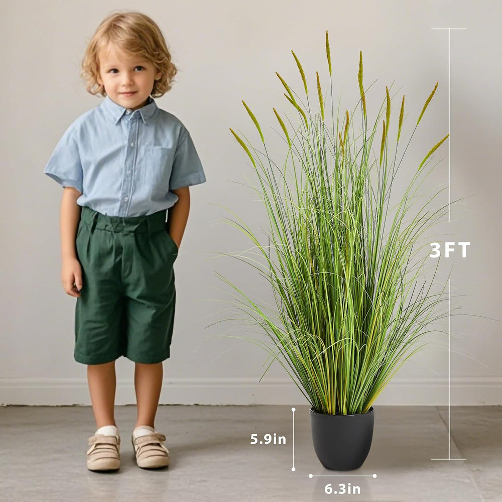 3ft 2-Pack Artificial Cattail Reed Grass, 35in Artificial Indoor Outdoor Fake...