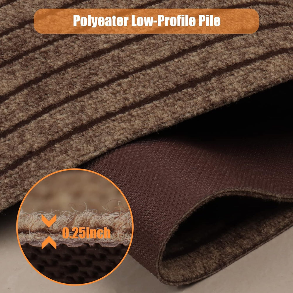 Weidear Hallway Runner Rug Non Slip-2 x 5Ft, Brown Stripe