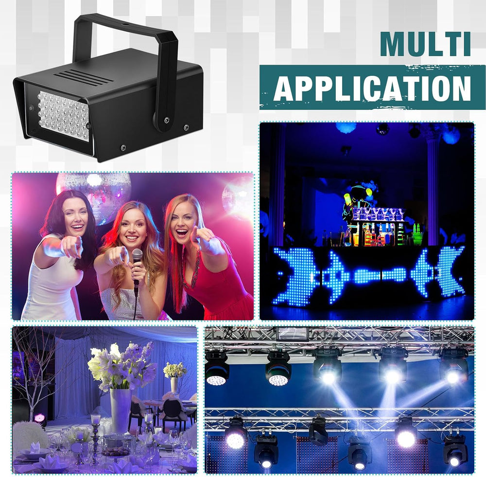 Treela 4 Pack Strobe Party Light Small Bright LED Outdoor, White, 32 LED