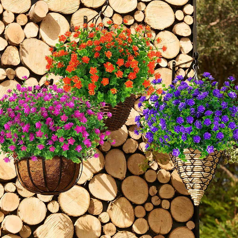 24 Bundles Outdoor Artificial Flowers UV Resistant Fake Boxwood Plants, Faux ...