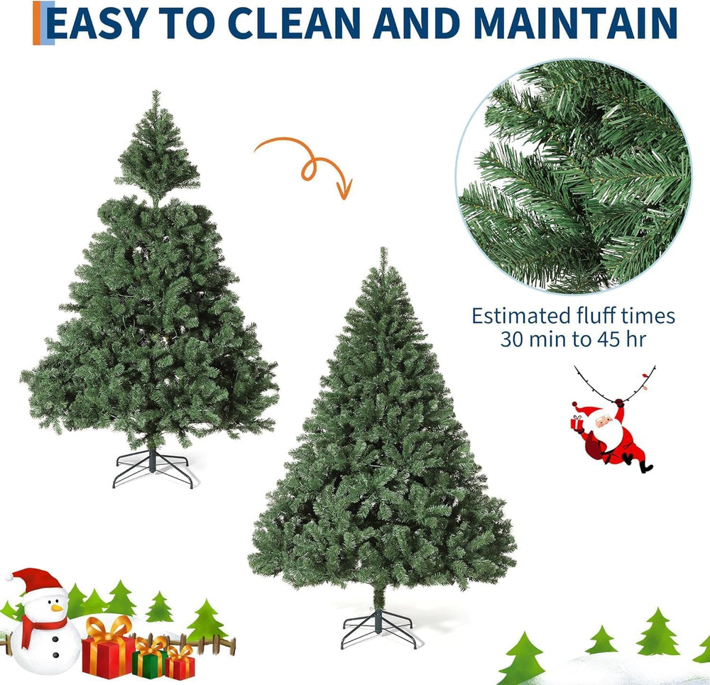 GarveeHome 7.5 ft Artificial Christmas Tree Prelit, Green Xmas Tree