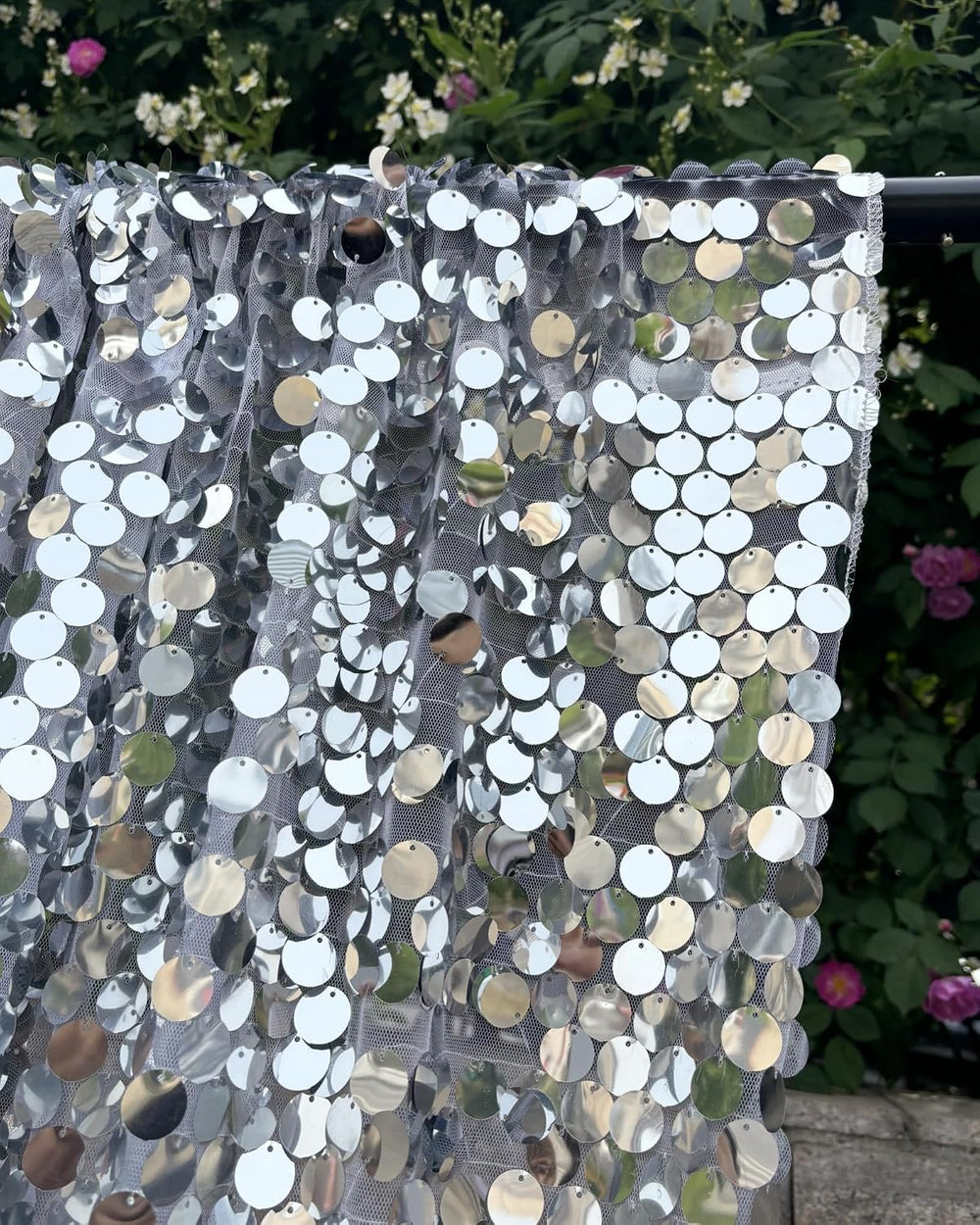 9FTx10FT Silver Sequin Backdrop 1 Panel,18MM Large Payette Sequins Backdrop, ...
