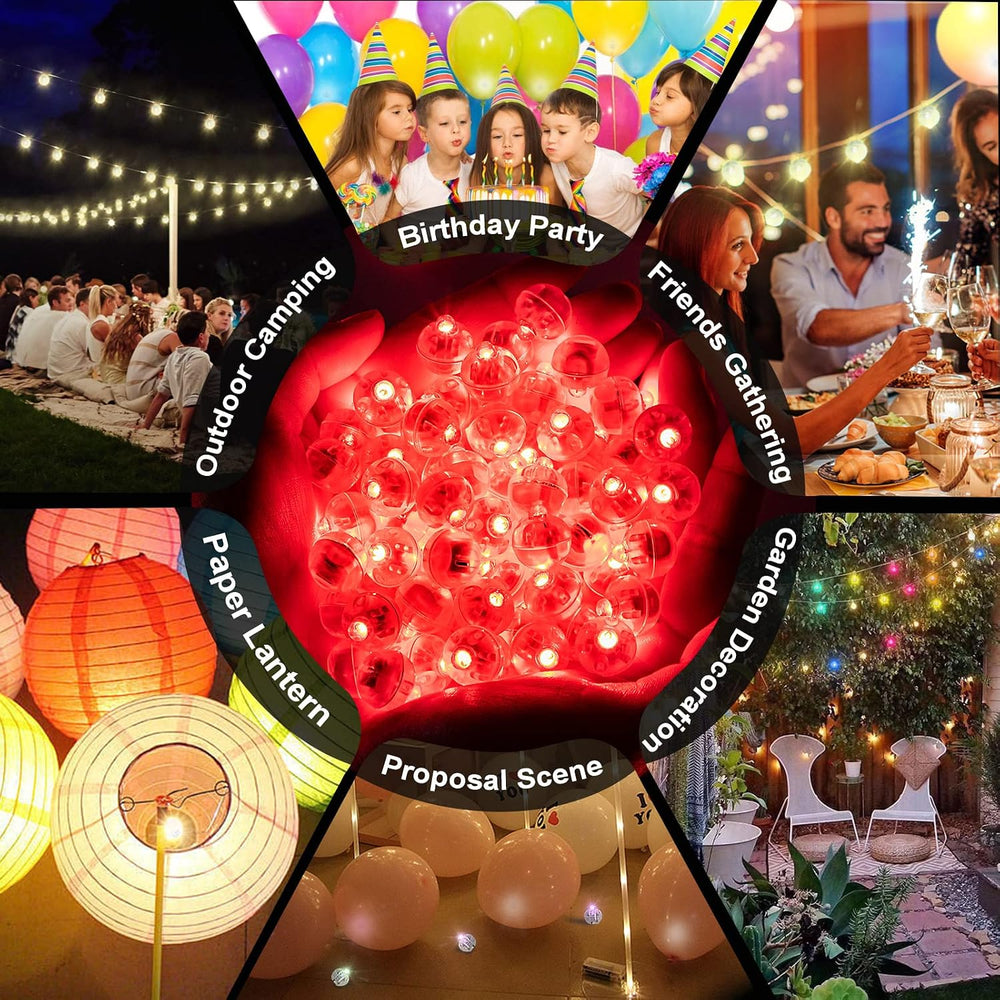 200pcs Red LED Balloon Lights, Mini Led Lights Small Round LED Ball Lamp for ...