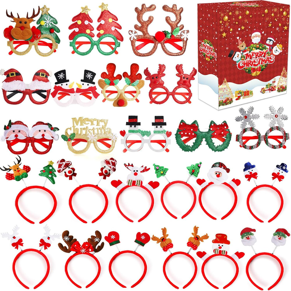 Christmas Glasses Frames and Headbands Decoration Accessories Set