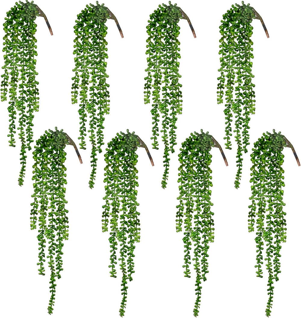 CEWOR 8pcs Artificial Succulents Hanging Greenery Plants Fake String of Pearl...