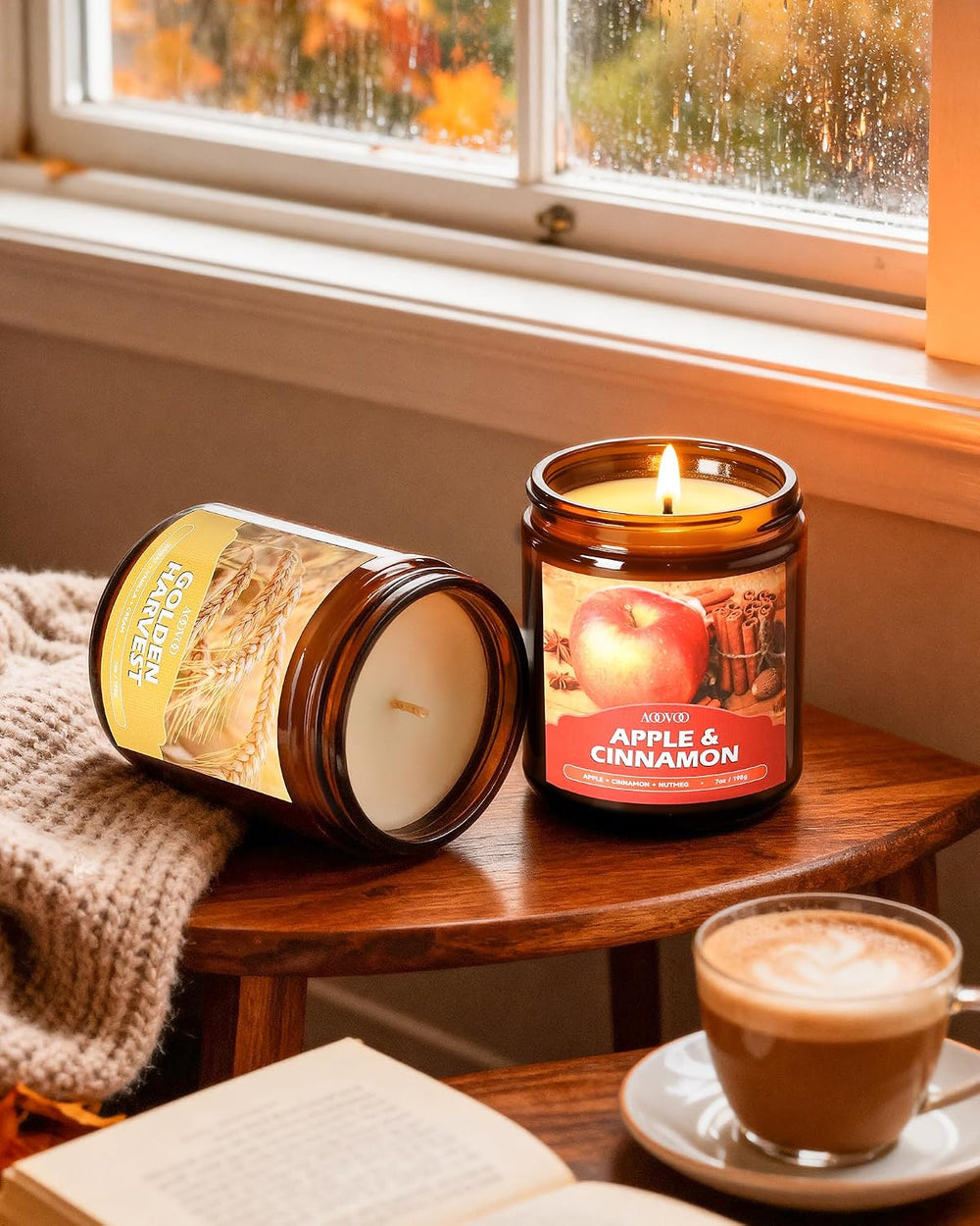 AOOVOO Fall Candles Set - 4 Pack Candles for Home Scented, 28 oz Natural Soy ...