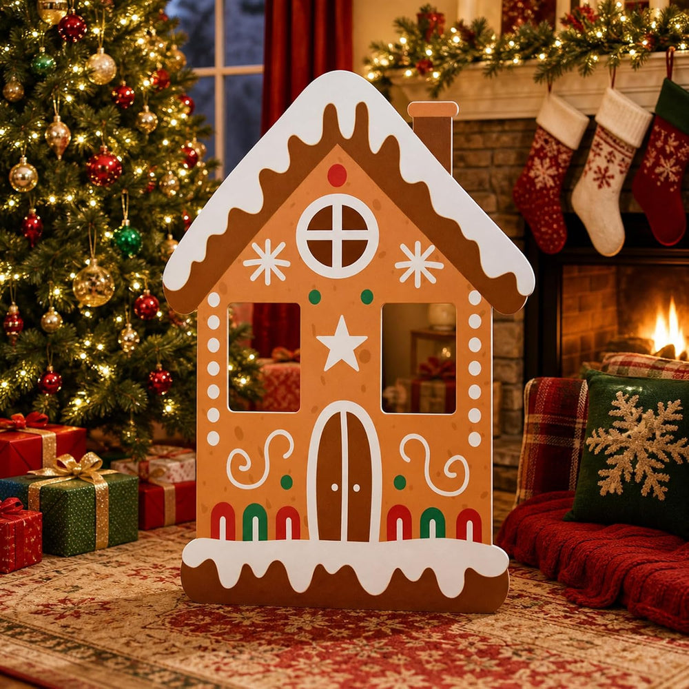 3.9ft 1pcs Gingerbread House Cardboard Cutout Christmas Standee Prop