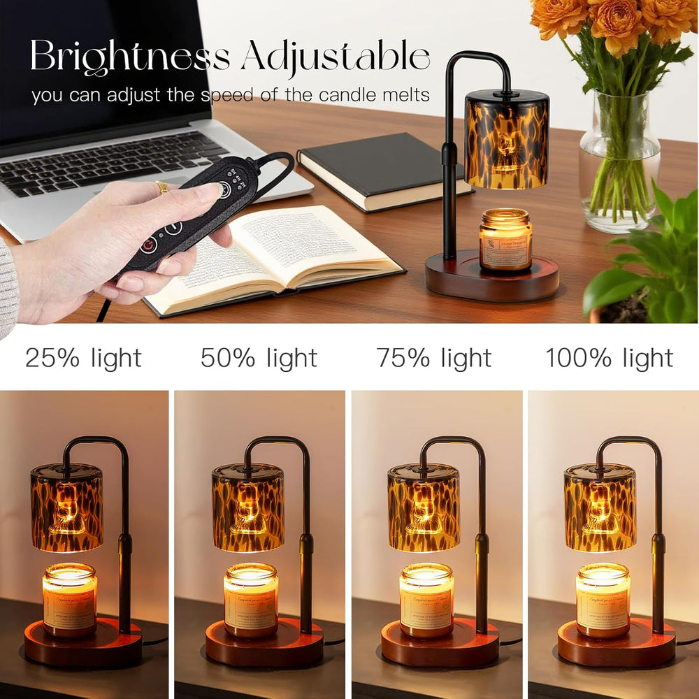 Candle Warmer Lamp with Timer, Tortoise Shell Glass Shade