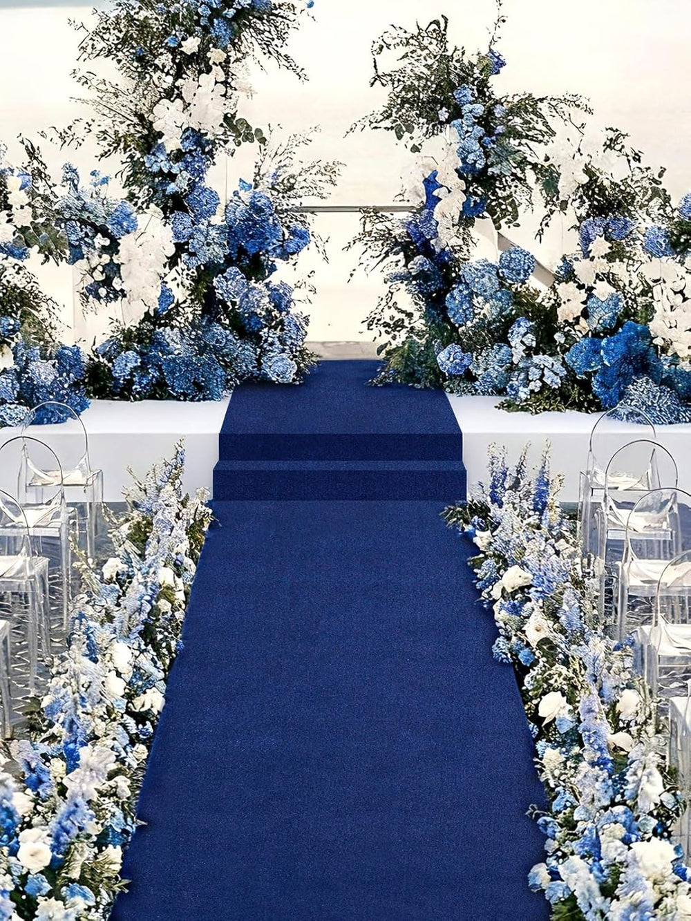 Navy Blue Runner 4.5FTx15FT - Velvet Aisle Runners for Christmas Wedding Cere...