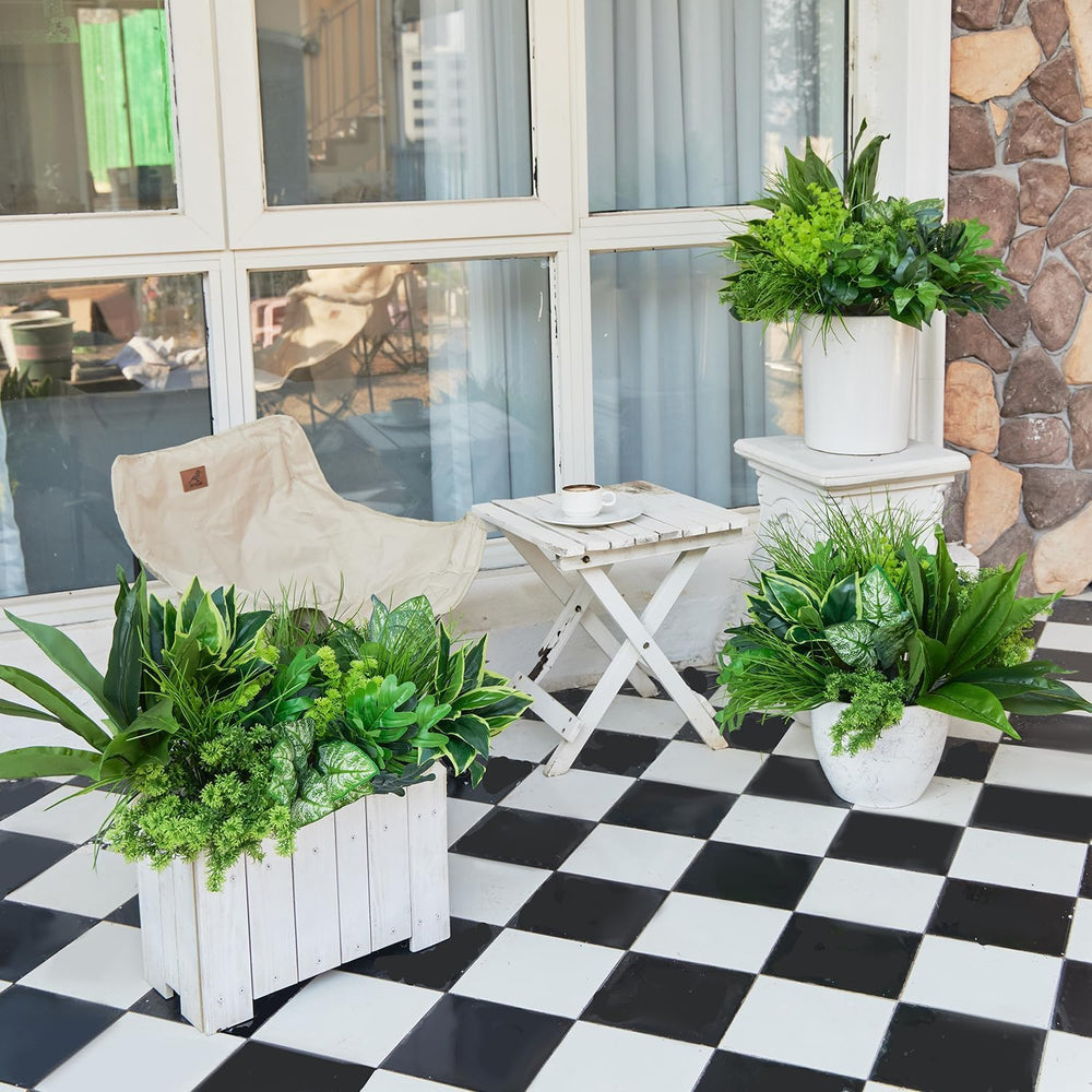 18Pcs Outdoor Artificial Boxwood UV Resistant Fake Stems Plants, Faux Plastic...