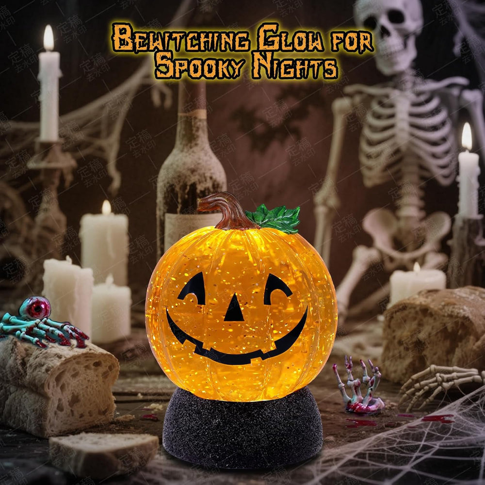 Halloween Snow Globe Lantern Pumpkin Lighted Halloween Snow Globes Battery Op...