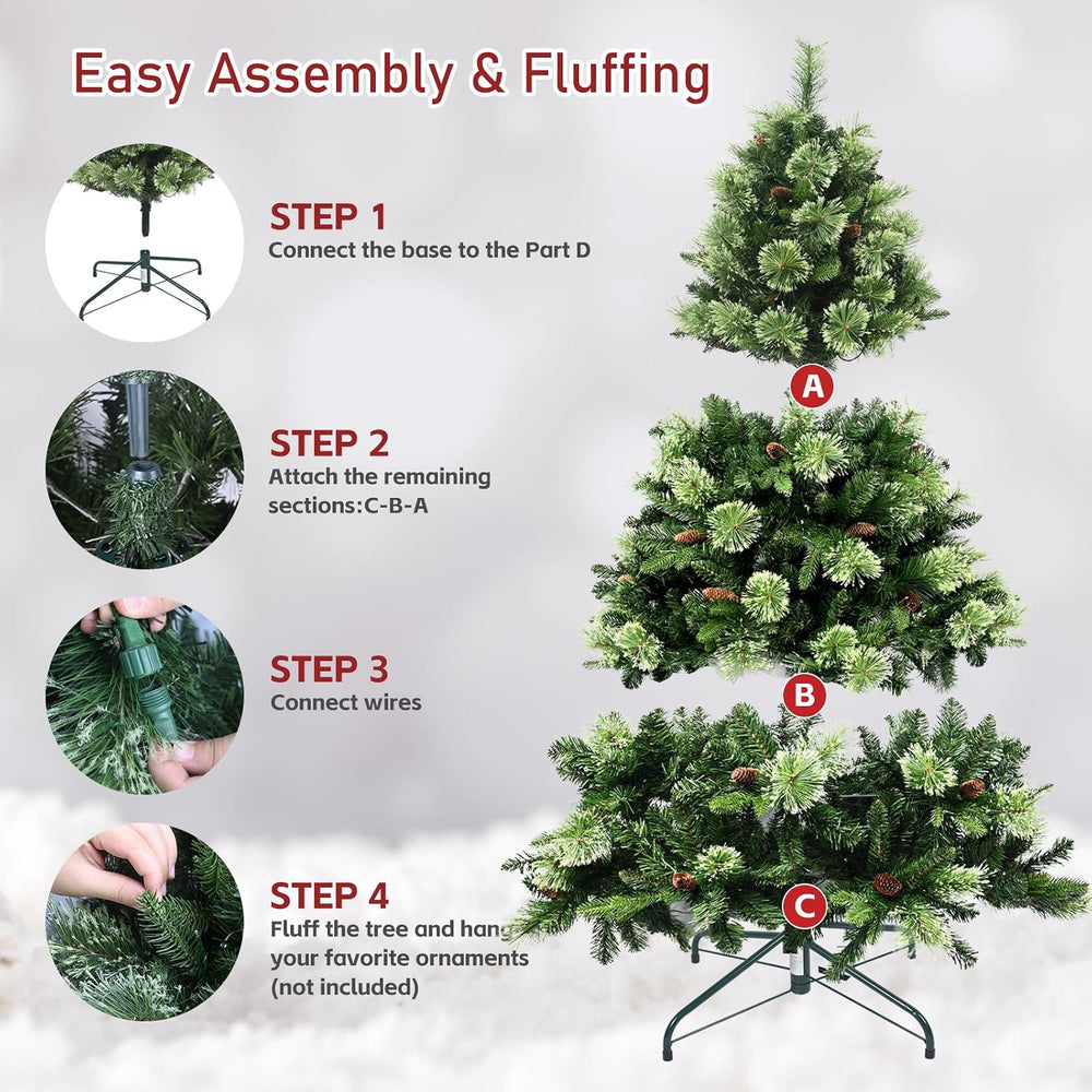 Kadunmina 5ft Pre-Lit Carolina Pine Christmas Tree, 290 Warm White Lights