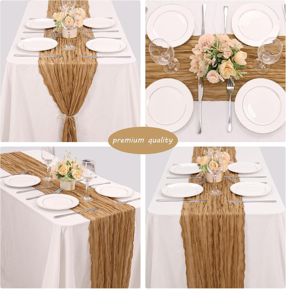 35x120 Inch Nude Cheesecloth Table Runner Neutral Boho Wedding Party Decor
