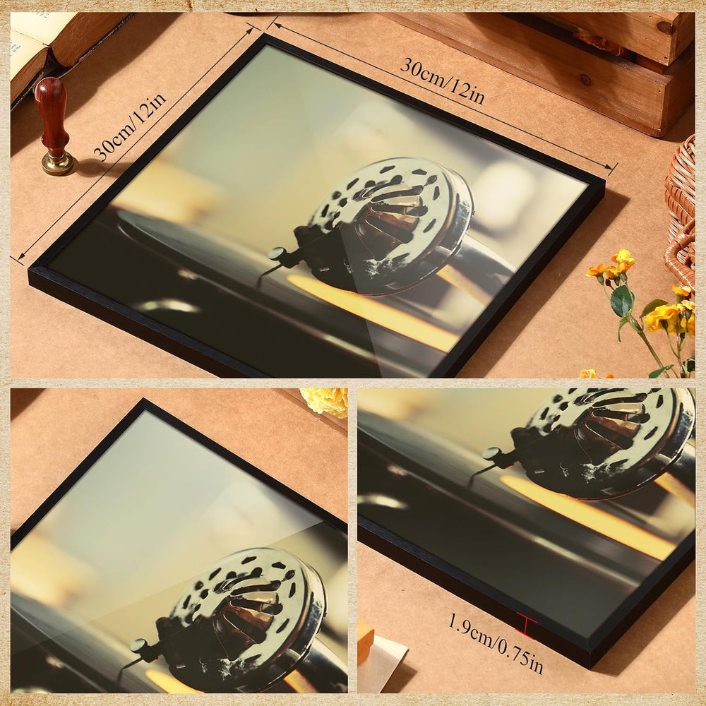 Treela 9 Pcs Record Album Frame for Vinyl Display Aluminum Black