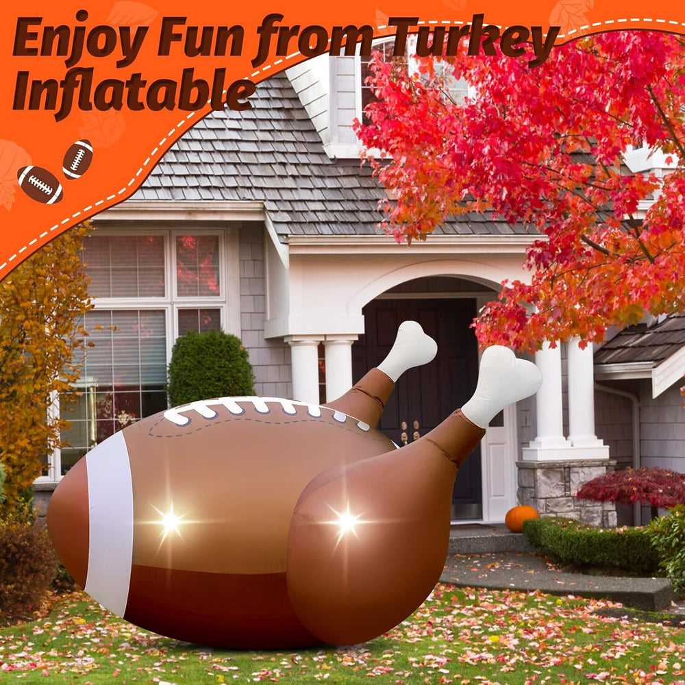 5FT Thanksgiving Inflatable Football Turkey Outdoor Decorations Giant Blow Up...
