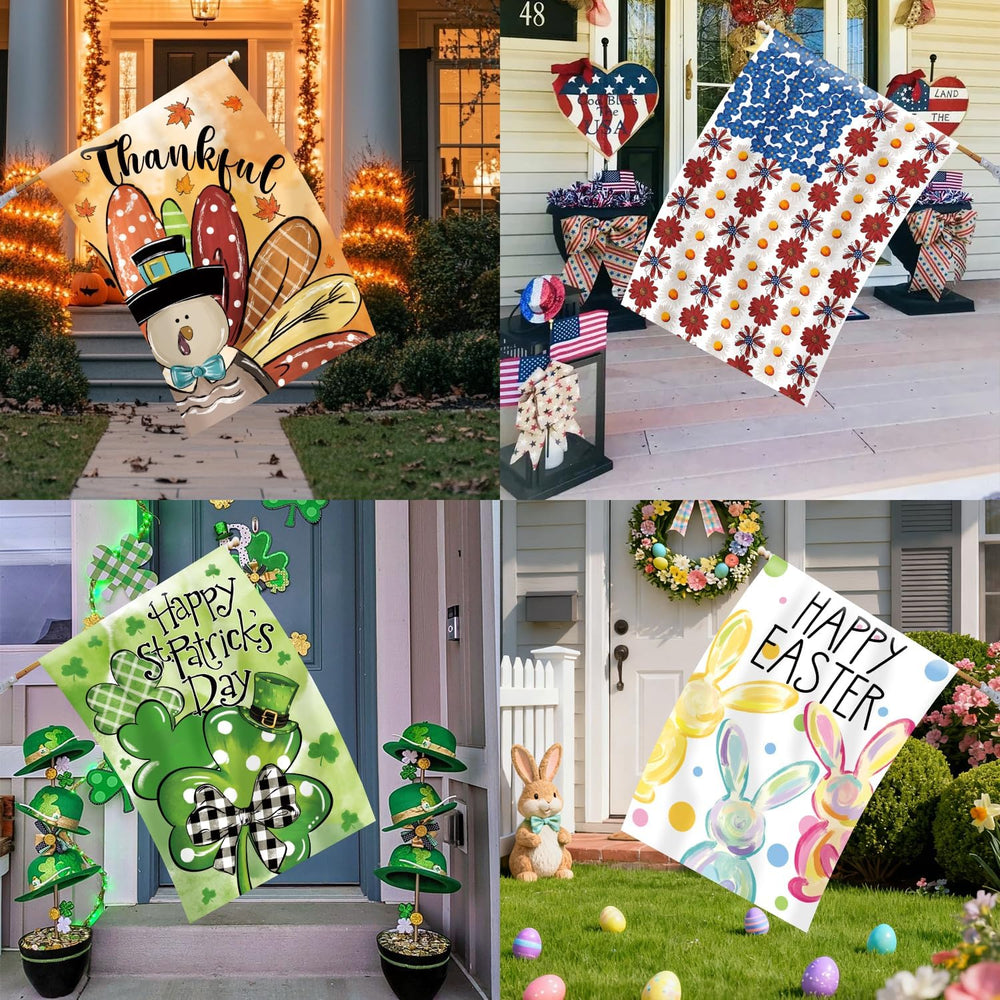 Seasonal Garden Flags Set of 12, Double Sided 28 x 40 Inch Large Yard Flags