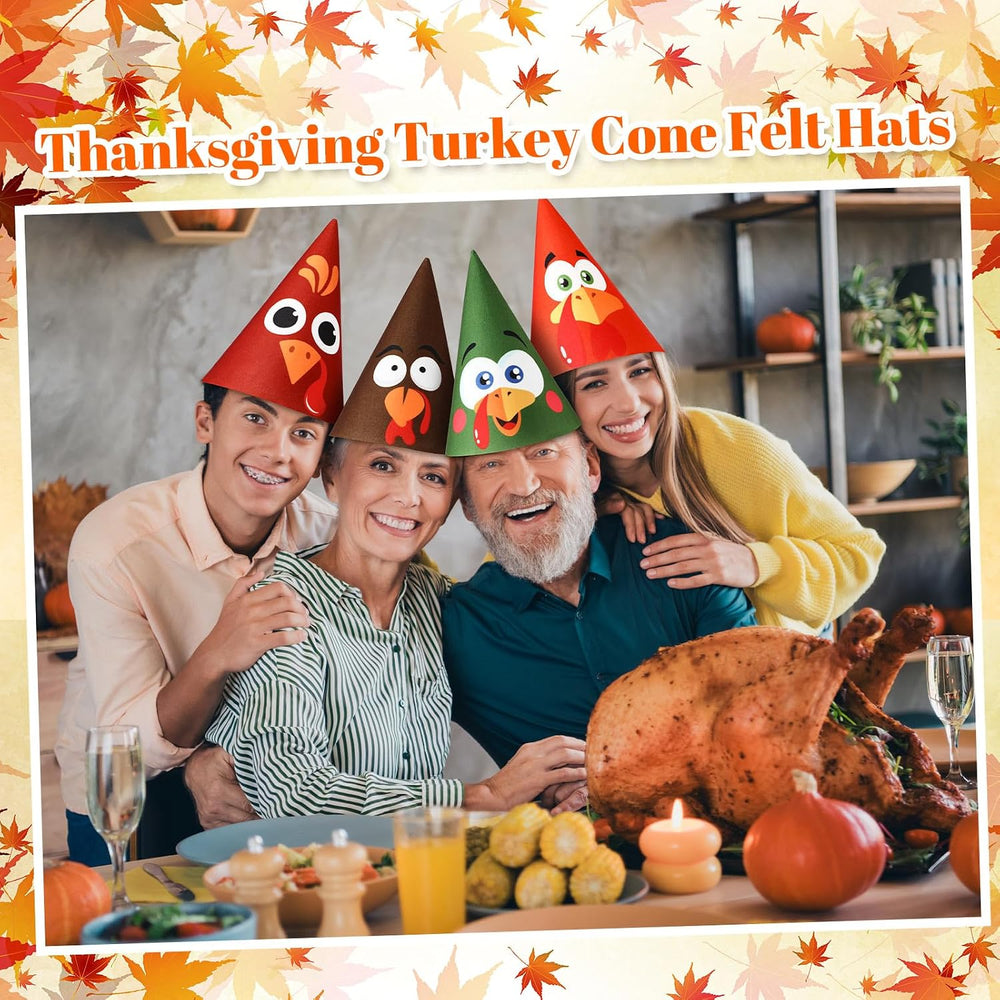 36 Pcs Thanksgiving Turkey Felt Cone Hats Party Costume