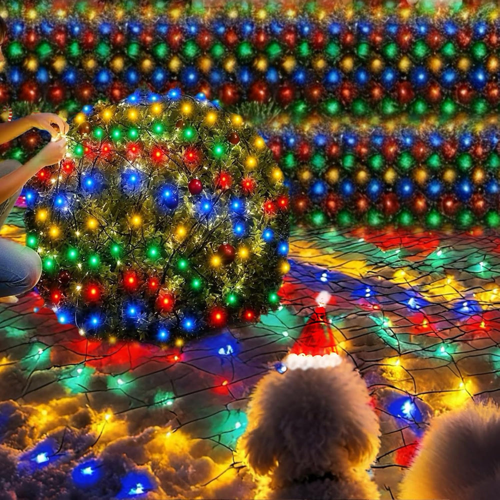HYH Christmas Net Bush Lights 360 LED 12FTx5FT Multicolored Outdoor Mesh