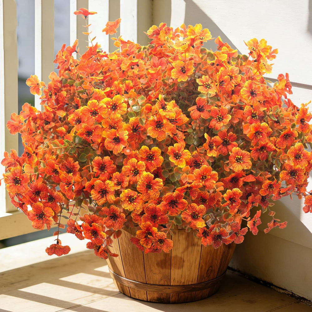 Grunyia 20 Bundles Artificial Outdoors Flowers Faux Mums Decor(Fall Red)