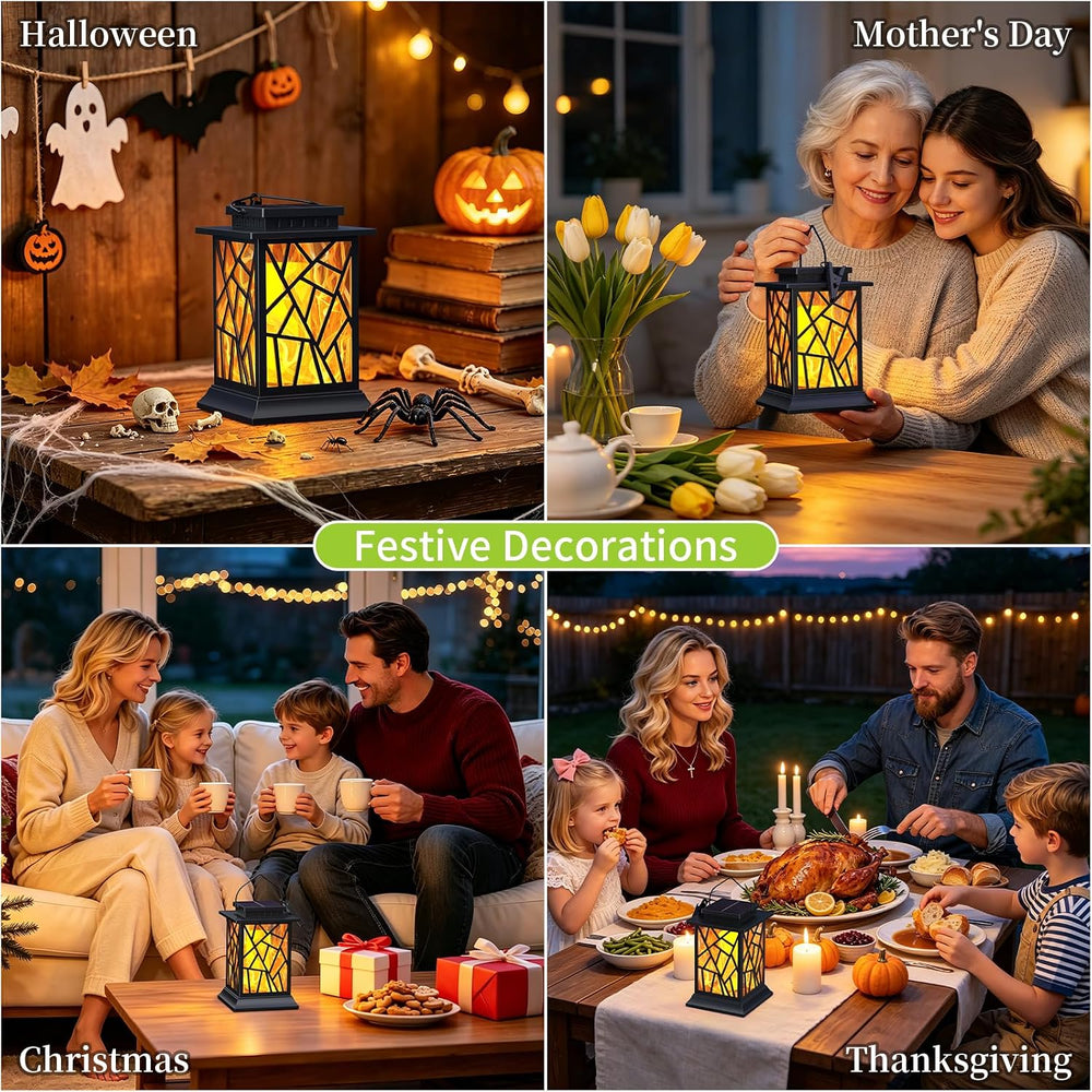 Solar Lanterns Outdoor Waterproof, Flickering Flame Hanging Solar Lights