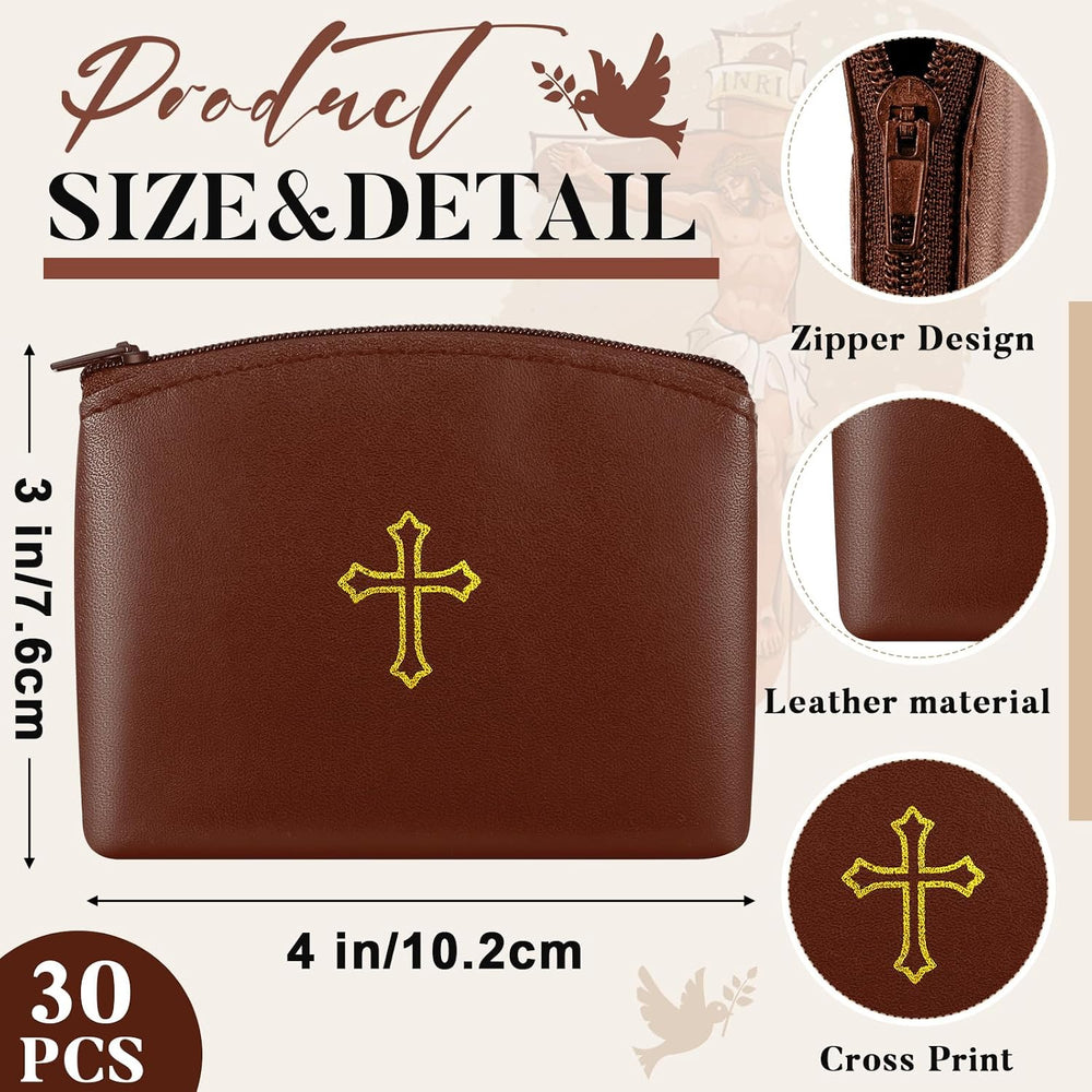 Shinylin 30 Pcs Rosary Pouches with Zipper Catholic Rosary Cases 4 x 3 Inches...