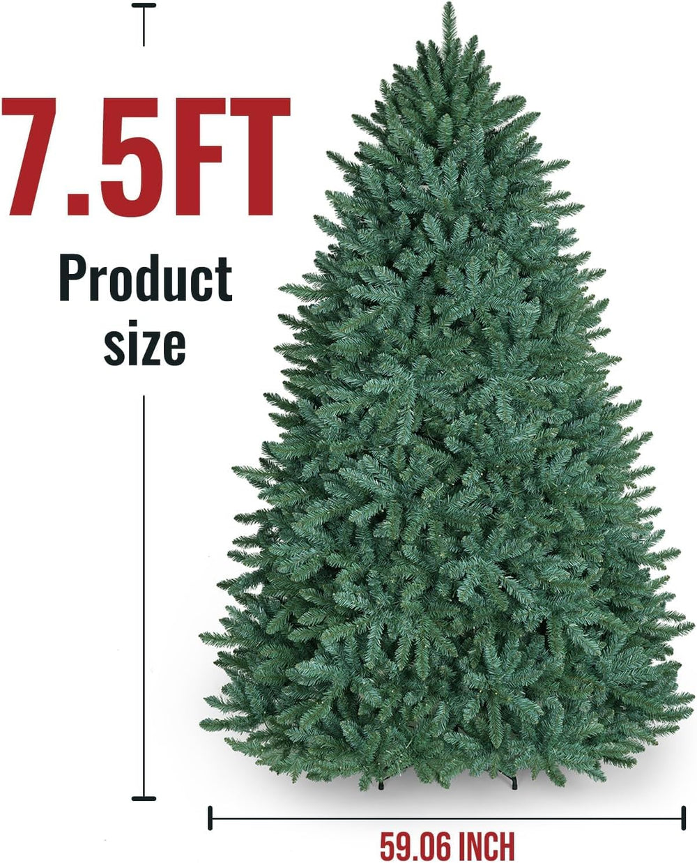 OasisCraft 7.5ft Blue Spruce Artificial Christmas Tree, Premium Hinged with S...