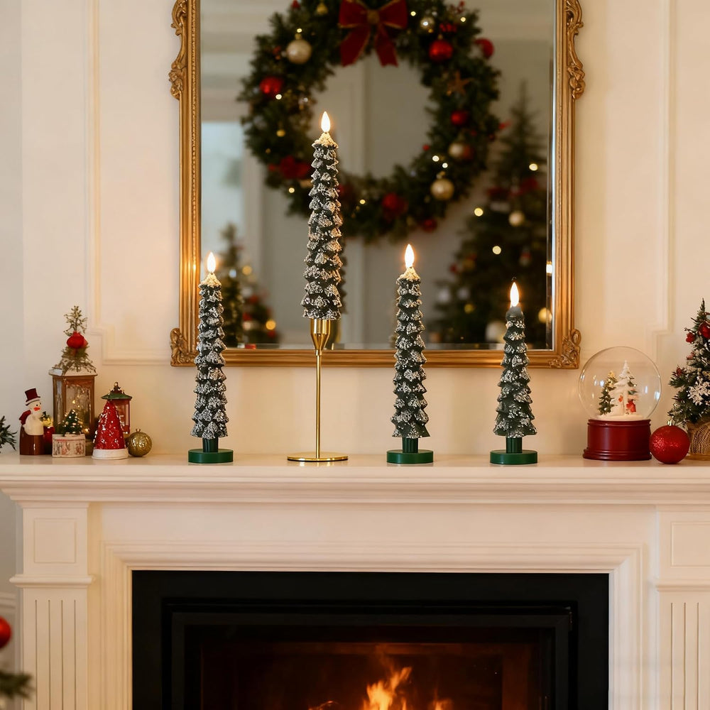 Christmas Decorations, Christmas Tree Flameless Taper Candles with Remote