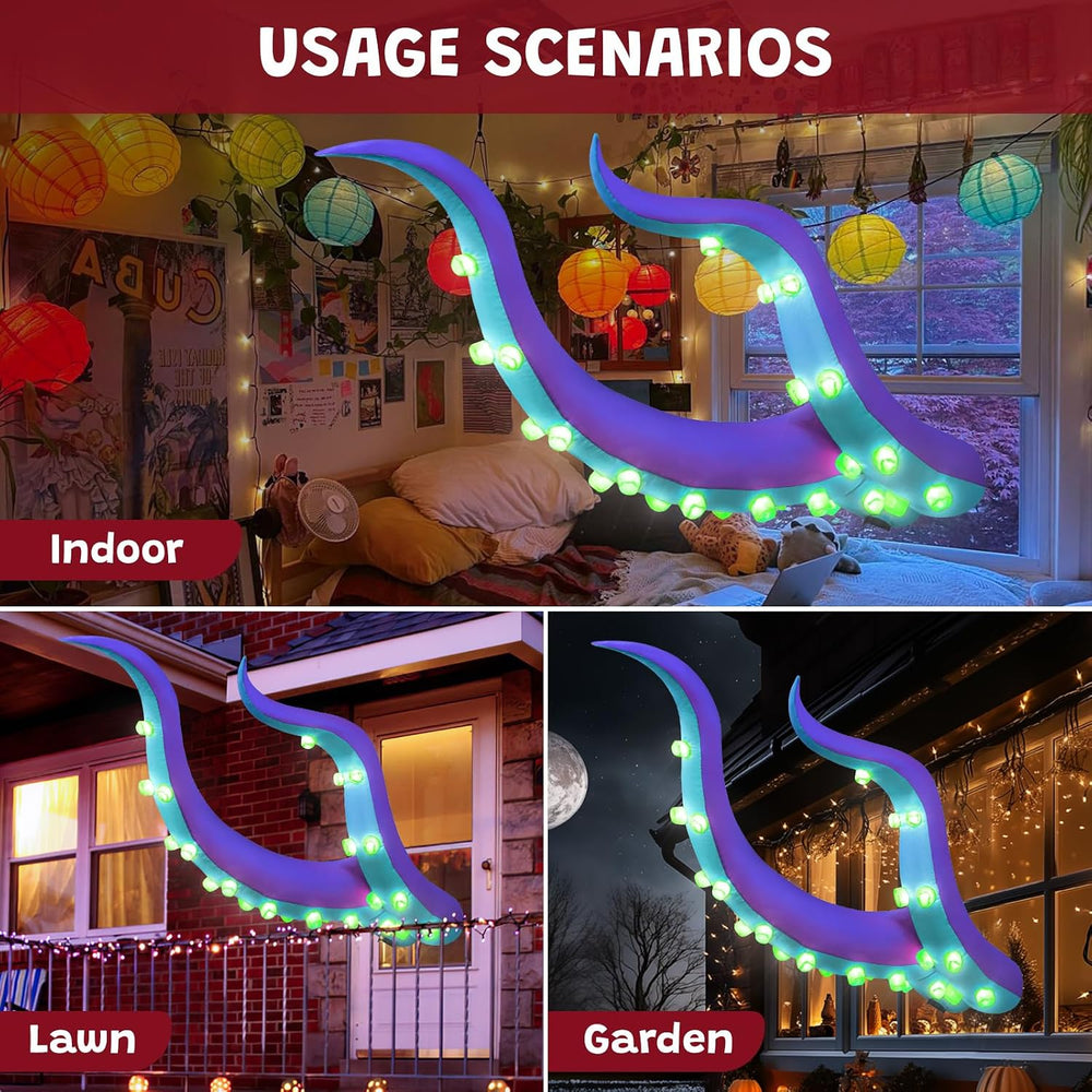 7 FT Halloween Inflatable Octopus Tentacles Outdoor Decorations, Blow up Purp...