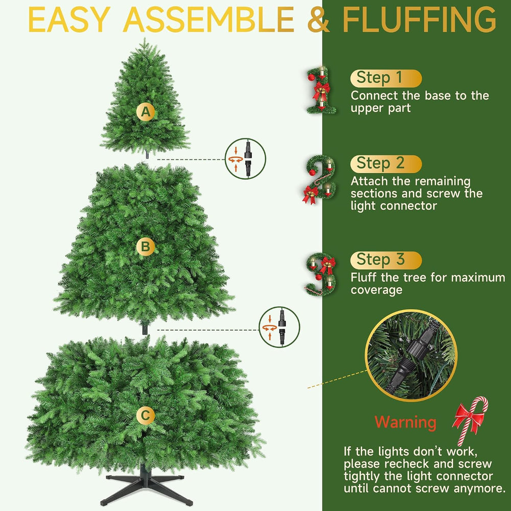 7.5FT Rotating Pre-Lit Artificial Full Christmas Tree with Remote
