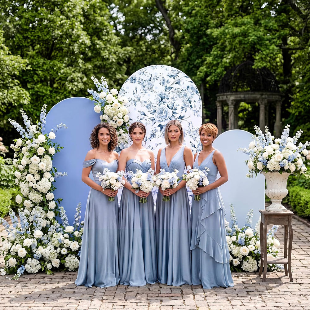 3 Set Arch Backdrop Covers 4ft 5ft 6ft Arch Covers Blue Floral