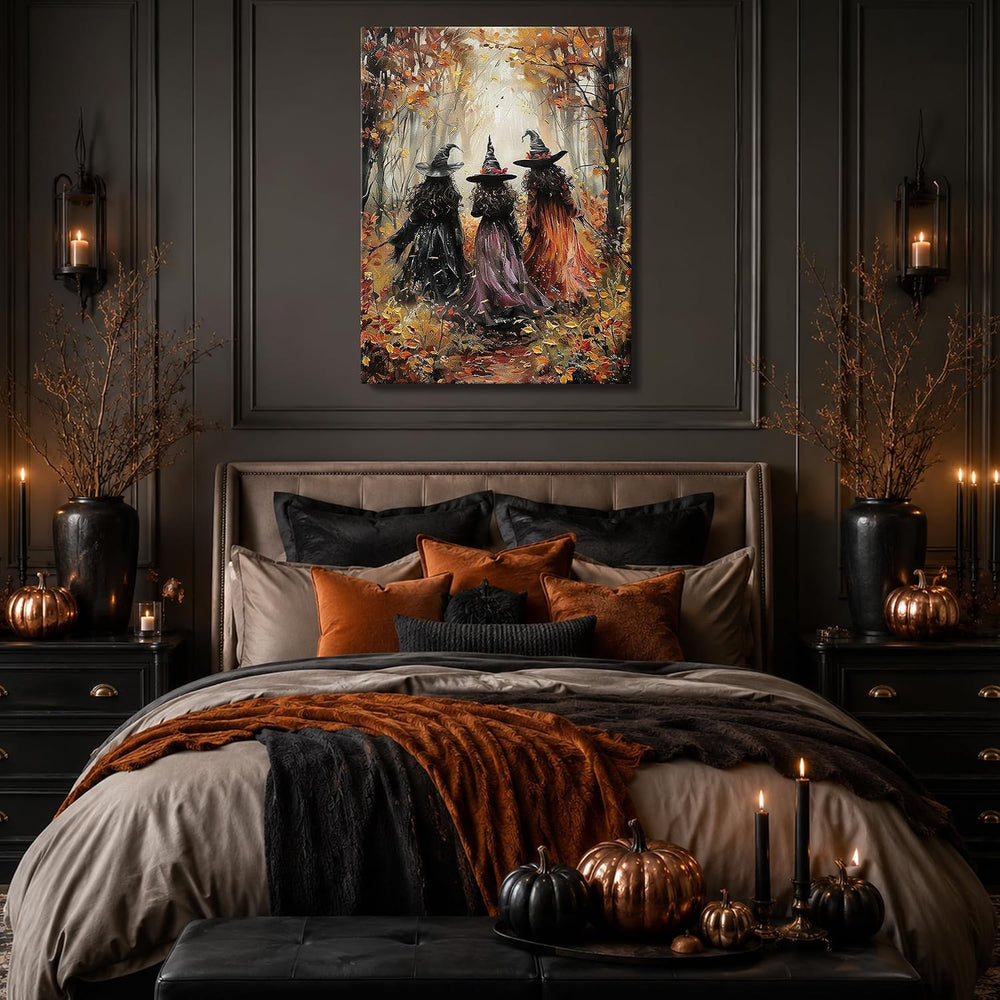karani Halloween Canvas Wall Art, Vintage Three Witches Halloween Pictures
