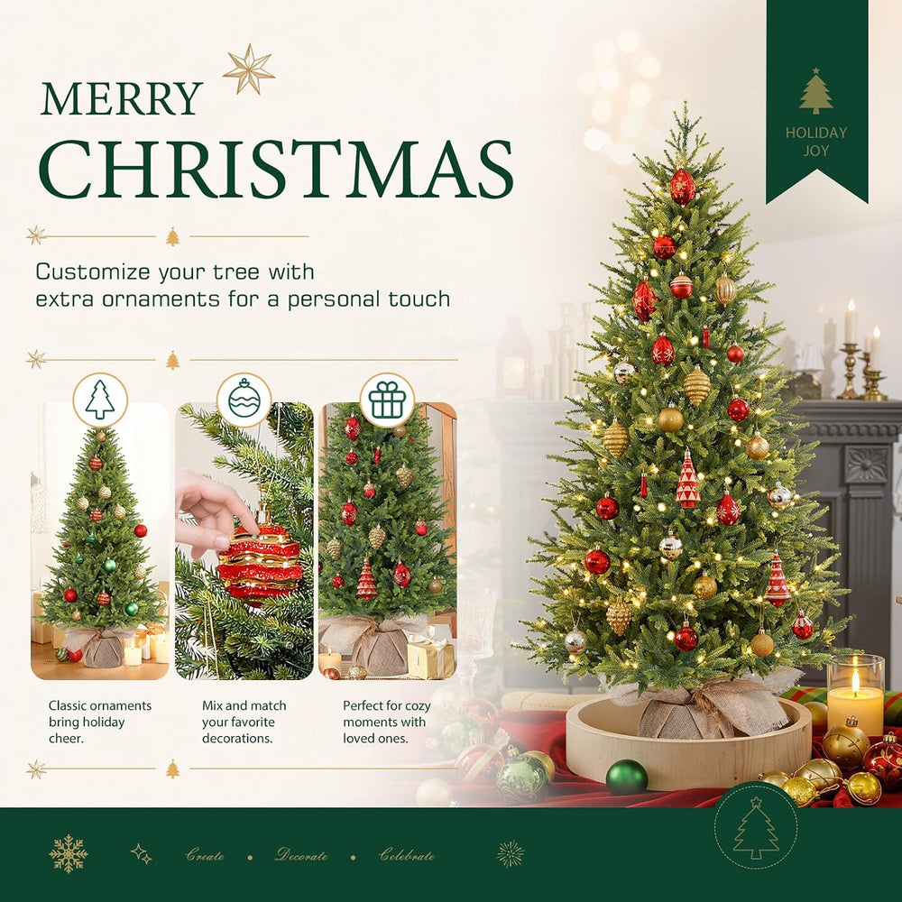 Alupssuc 5ft Prelit Artificial Small Christmas Tree with Warm White Lights