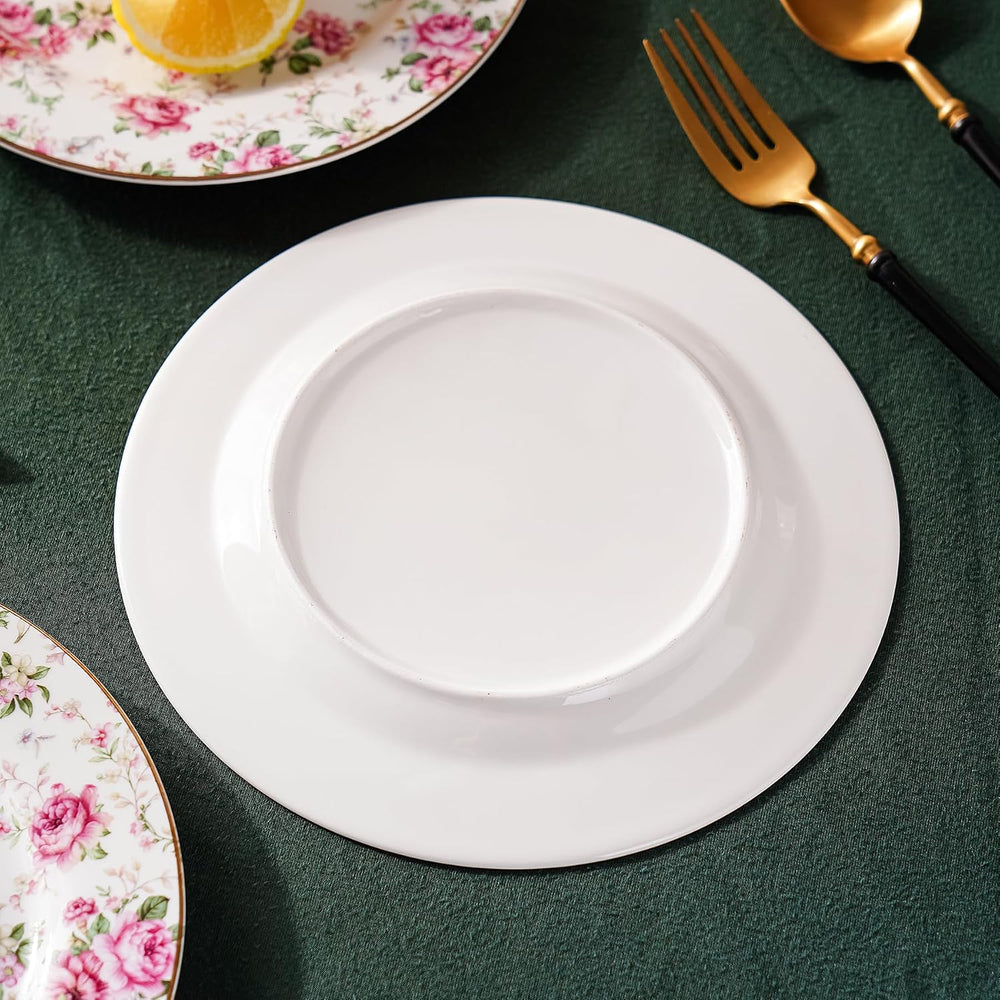 Porcelain Floral Plates, 8in Set of 4 Round Small Appetizer Dessert Plates fo...