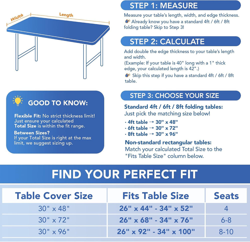Fitted Tablecloth for 6 Foot Rectangle Tables-Black Picnic Table Covers