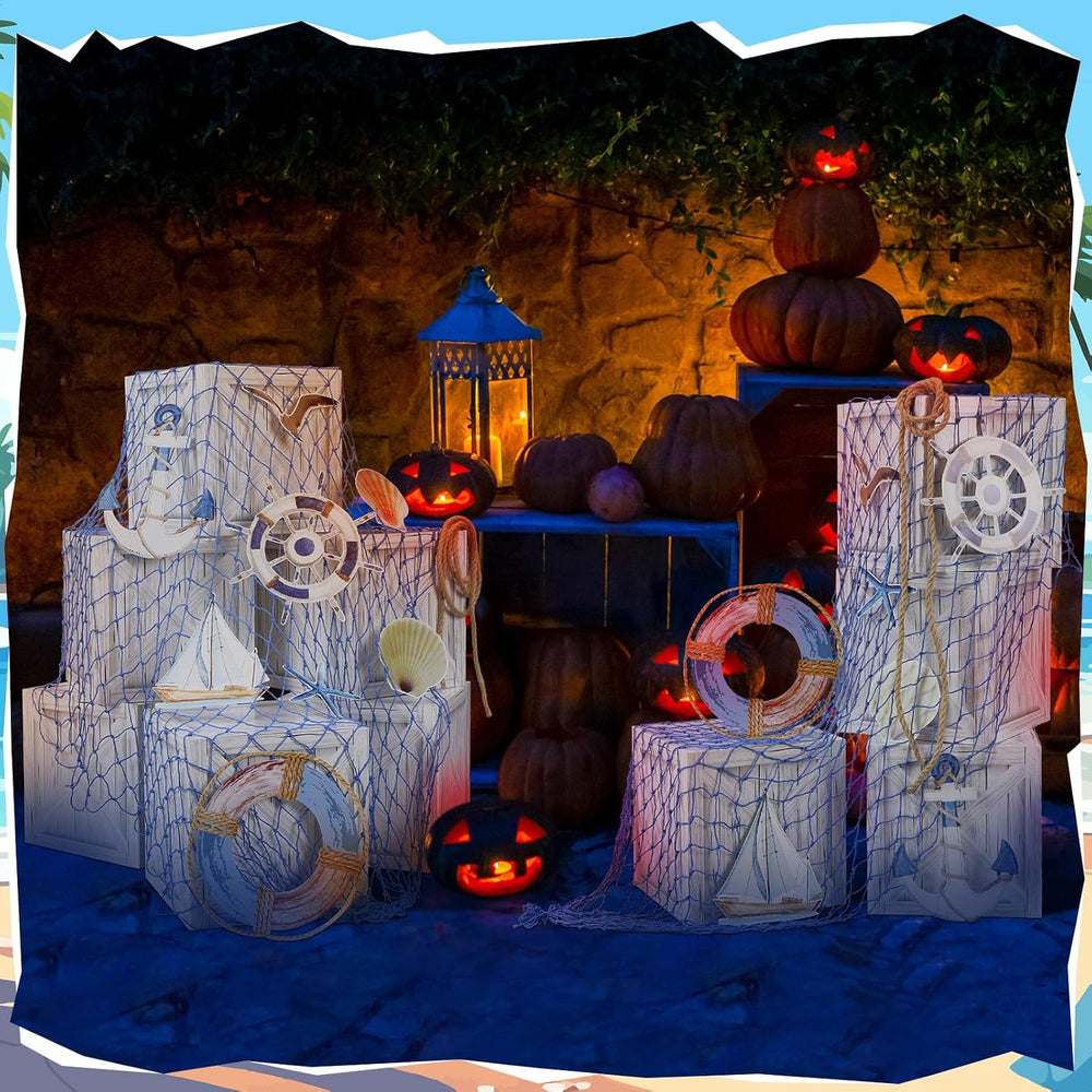 JellyArch 18 Pcs Nautical Party Decor Treasure Chest set, Blue, Nautical