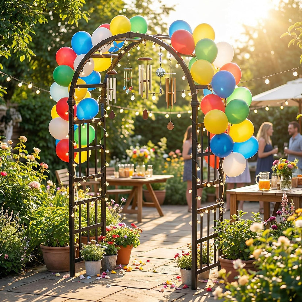 Extra Large Black PVC Garden Arch Trellis for Climbing Plants