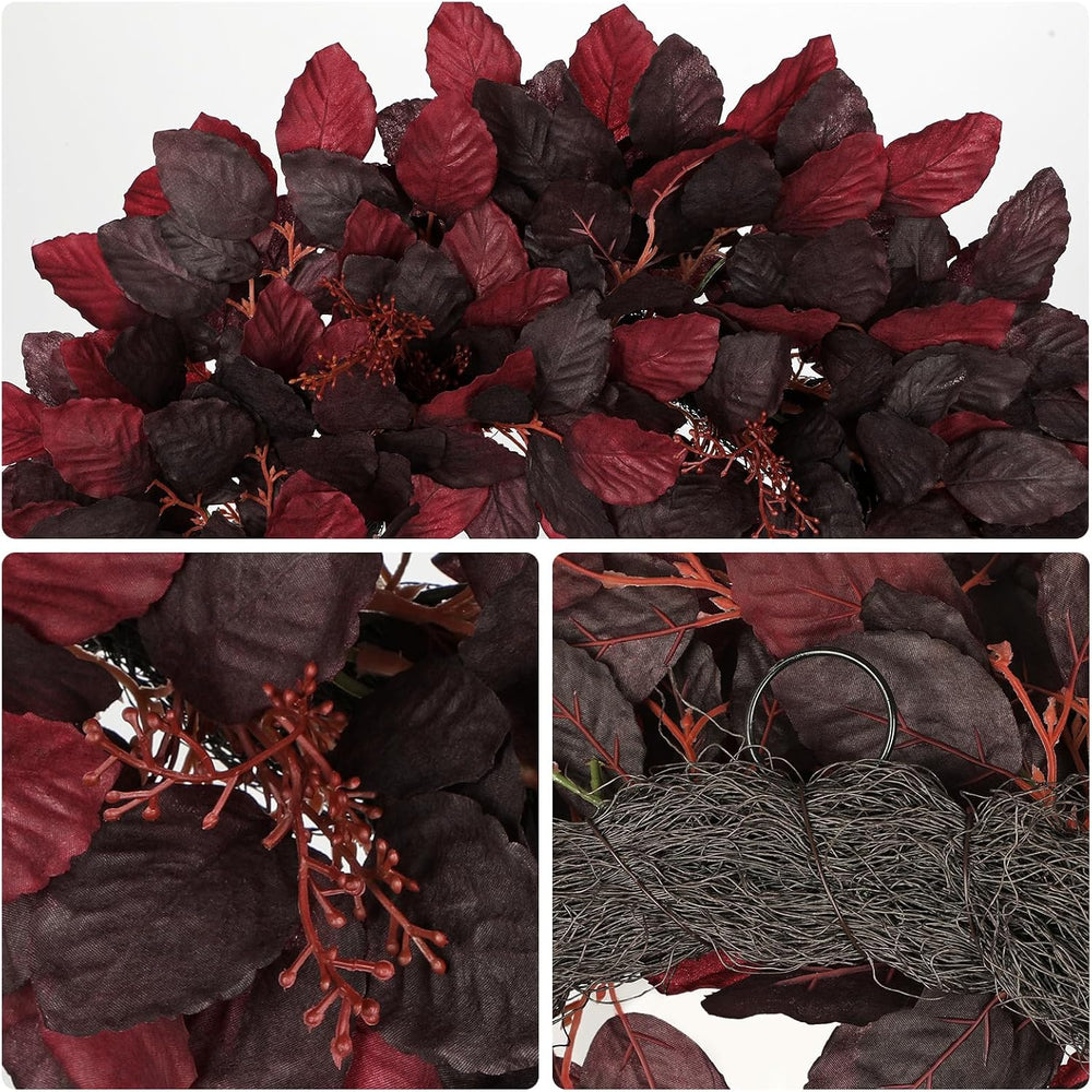 Artificial Fall Leaf Wreath for Front Door – 24" Autumn Wreath with Life...