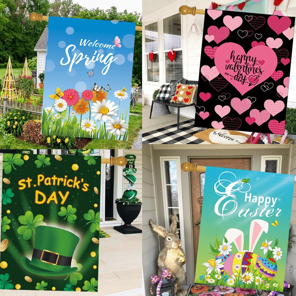 Seasonal Garden Flags Set of 12, Double Sided 28 x 40 Inch Yard Flag