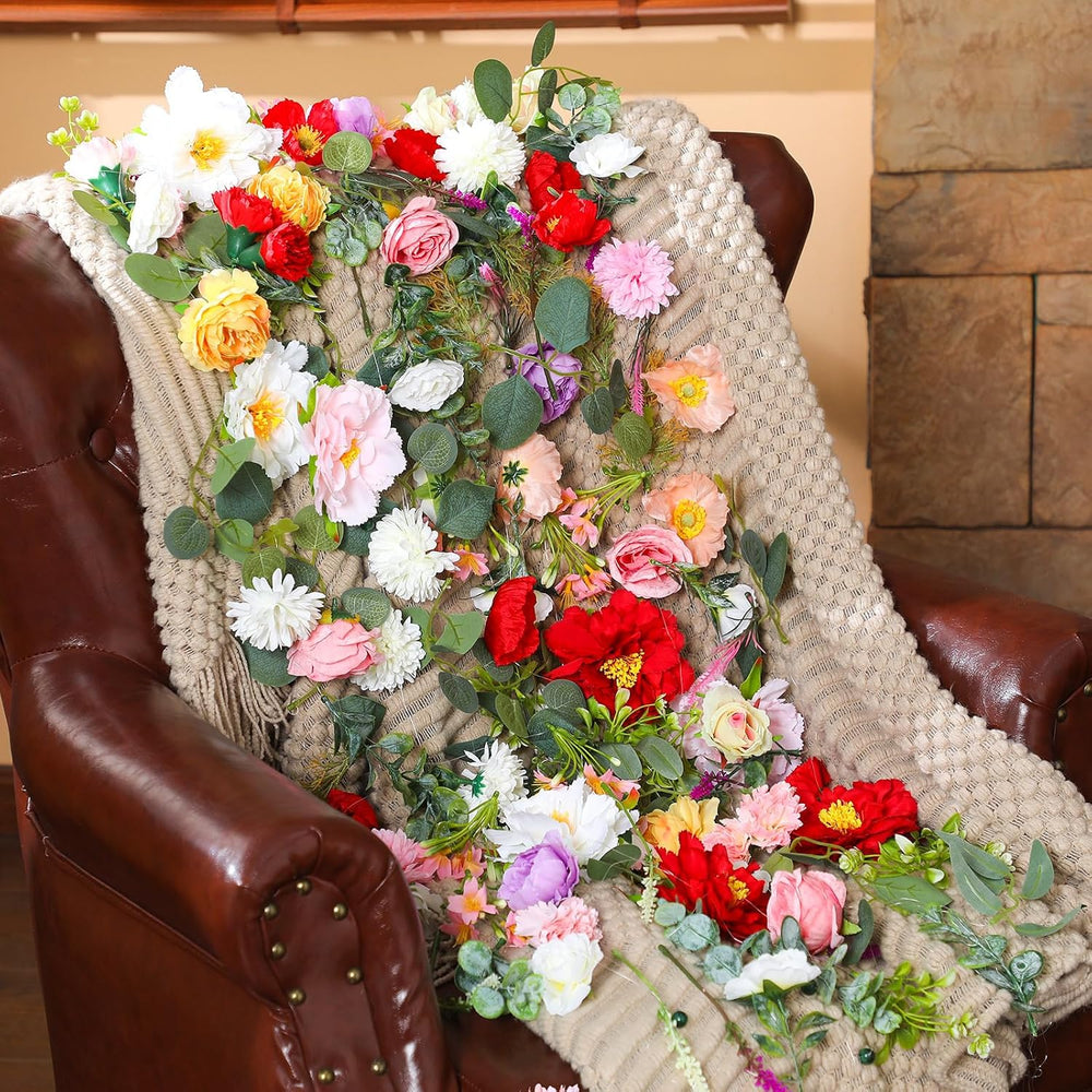 6 Pcs 35.6 ft Hanging Flower Artificial Wildflower Garlands Floral Vines