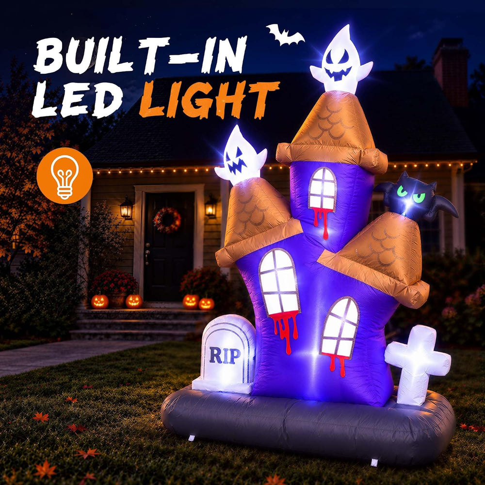 6.2FT Inflatable Halloween Decoration Outdoor Blow Up Castle Yard LED Decor
