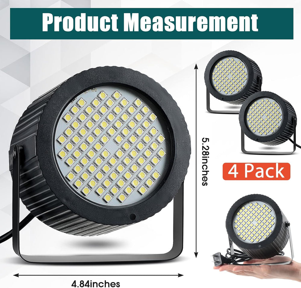 Funtery 4 Pcs Strobe Lights 88 LEDs Sound Activated Stage DJ,White