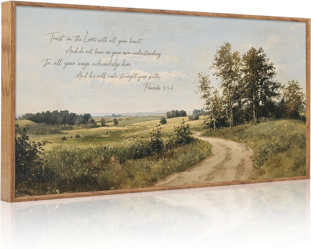 CHDITB Proverbs 3:5-6 Trust In The Lord Framed Canvas Wall Art 40x20 Inch