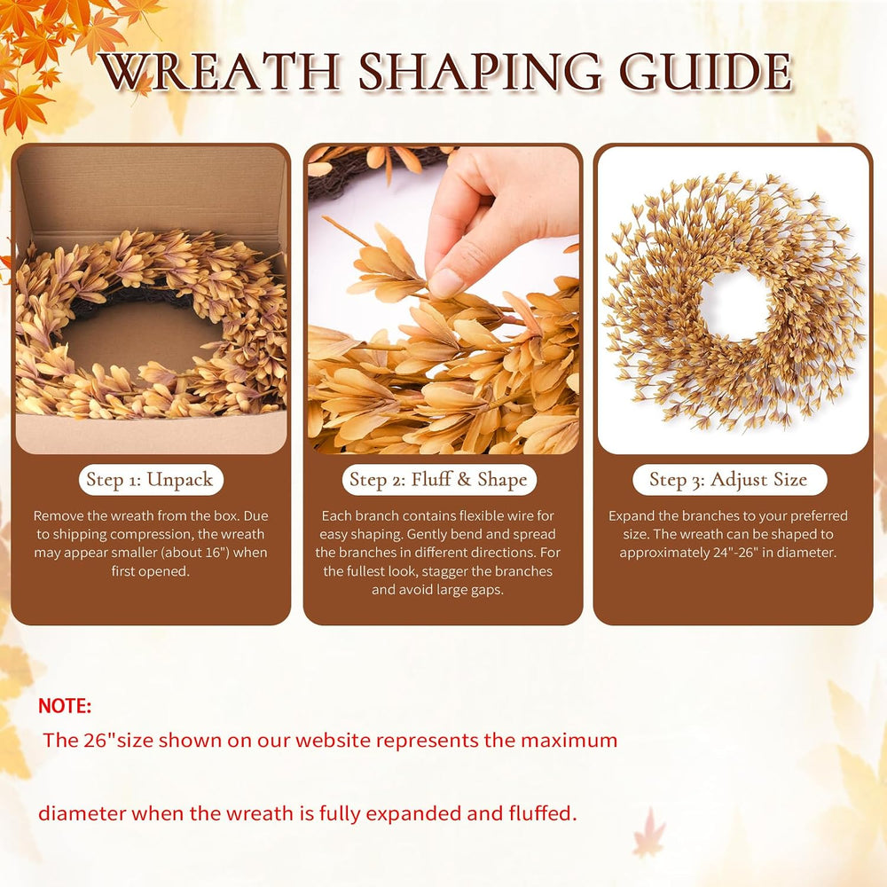 26 Inch Fall Wreath for Front Door, Autumn Thanksgiving Decor